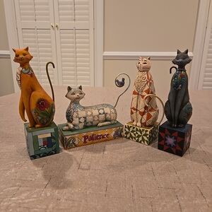 Jim Shore '4 Assorted Lot Of Cats Figurines' (5)